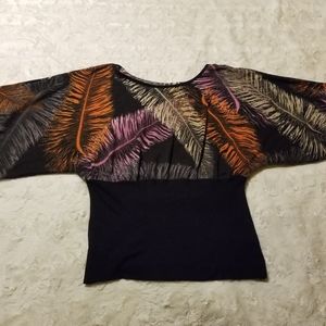 Vintage Womens Top Size Large Knit Tropical Festival Hippie 90s